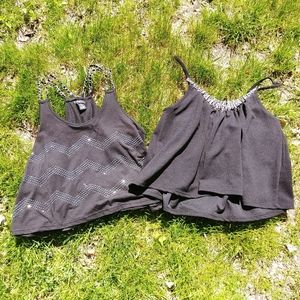 2 Dressy Black Crop Top Blouses